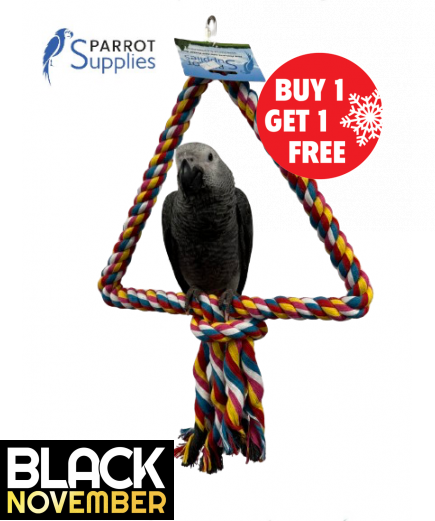 34Cm Medium Triangle Rope Swing Toy Parrot Toy - BOGOF